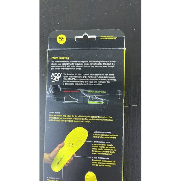 Superfeet Insoles Sz.A Yellow Juniors 13.5-2 Low Profile Low Volume - Picture 4 of 6